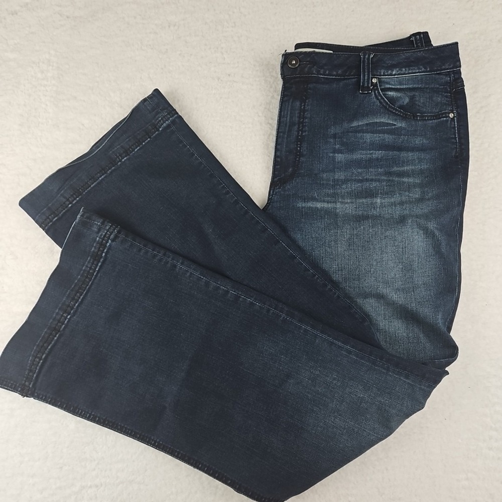 Miss HALLADAY Womens Denim‎ Stretch Flare Bottom Jeans size 14 Medium Wash